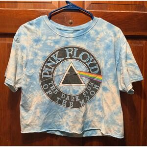 Pink Floyd Dark Side of the Moon Tie Dye Cropped‎ T Shirt Womens M